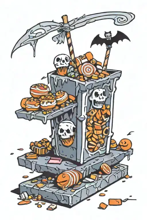 halloween candy bar that's shattered tattoo design idea