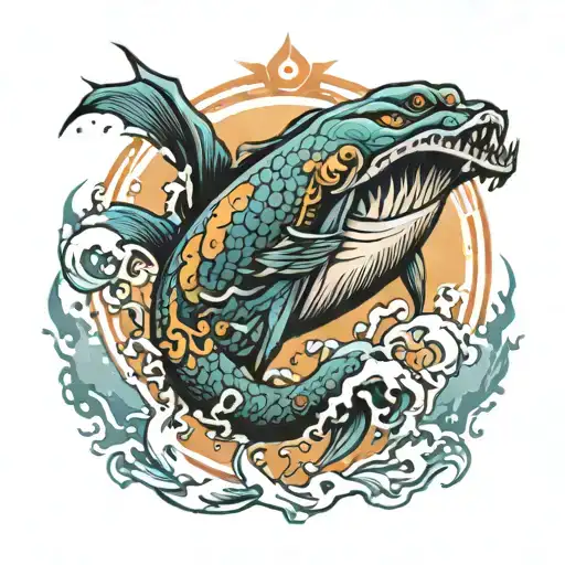 ocean sunrise tattoo design idea