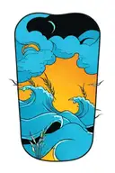 ocean sunrise with sea oats tattoo design idea