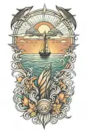ocean sunrise tattoo design idea