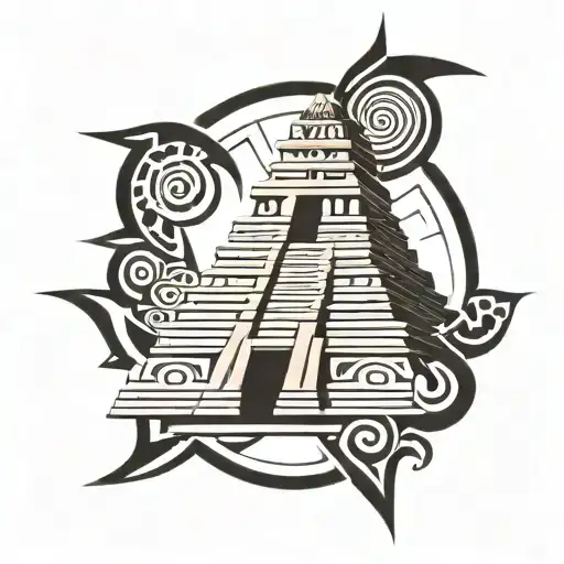 Mayan temple tattoo design idea