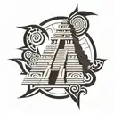 Mayan temple tattoo design idea