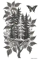 Forest on fire flames tattoo design idea