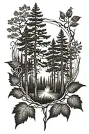 Forest on fire flames tattoo design idea
