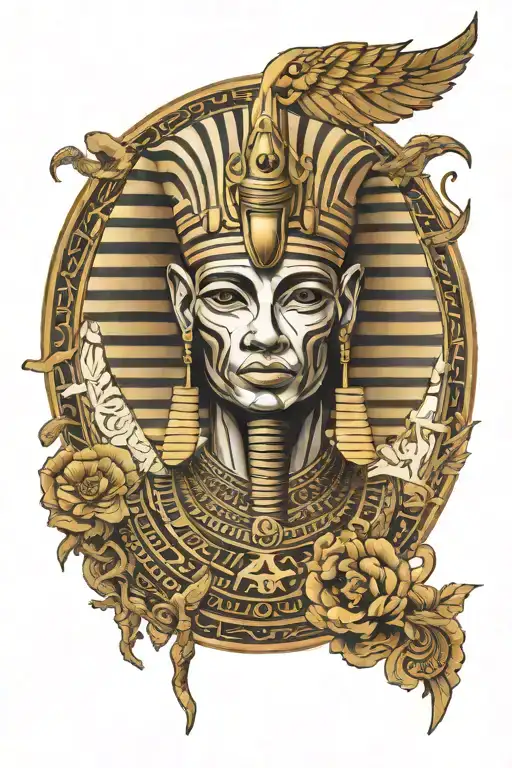 Khonsu (egyptian god) portrait with "333" written underneath  tattoo design idea