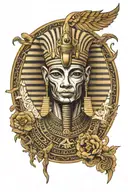 Khonsu (egyptian god) portrait with "333" written underneath  tattoo design idea