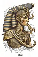 Khonsu (egyptian god) portrait with "333" written underneath  tattoo design idea