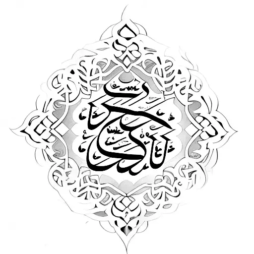 ornament design inspired by the arabic calligraphywith 3 birds tattoo design idea
