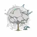 a "land before time" tree star tattoo design idea