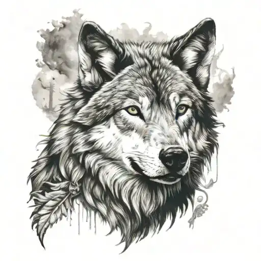 wolf with god forgive mark tattoo design idea