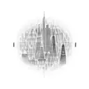 A tattoo of a futuristic cityscape with circuit patterns running through it, symbolizing the intersection of technology and creativity tattoo design idea