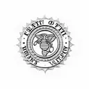 An artistic representation of a marine corps emblem with a camera incorporated tattoo design idea