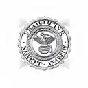 An artistic representation of a marine corps emblem with a camera incorporated tattoo design idea