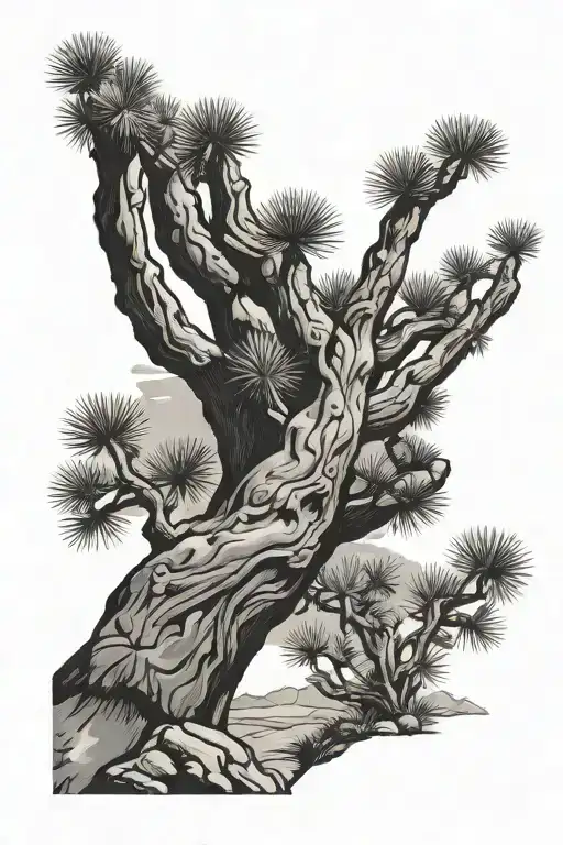 joshua tree and Adam hands touching tattoo design idea