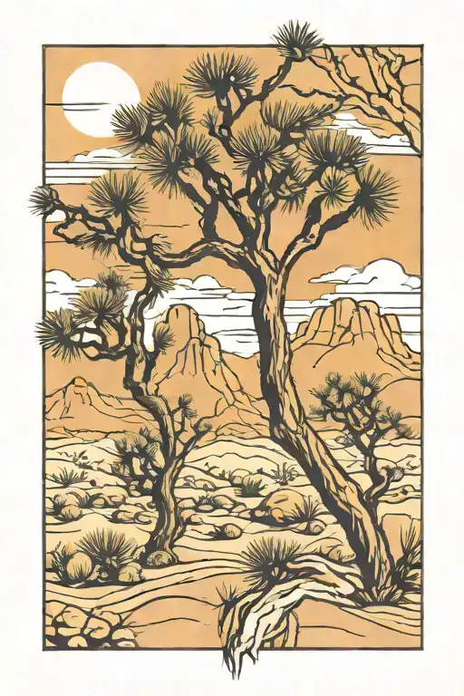joshua tree growing tattoo design idea