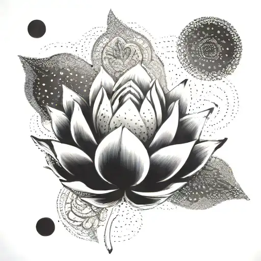 Lotus flower blooming from a warrior's heart tattoo design idea