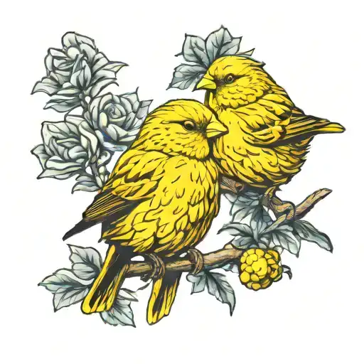 strong yellow canaries  tattoo design idea