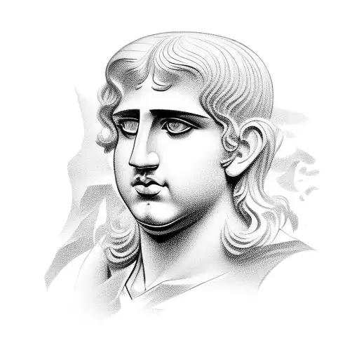 alexander the great side profile tattoo design idea