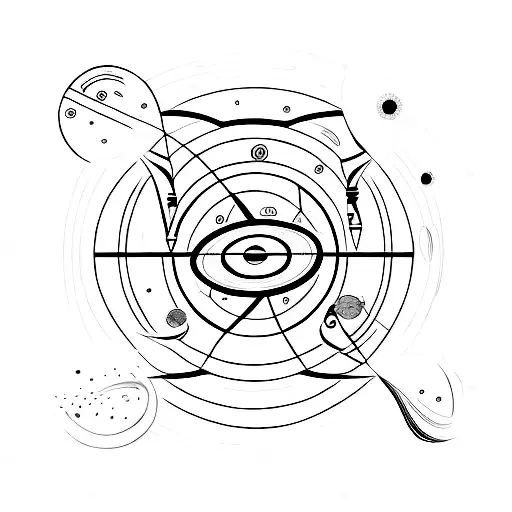 solar system infinity symbol in a straight line tattoo design idea