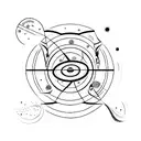 solar system infinity symbol in a straight line tattoo design idea