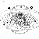 solar system infinity symbol in a straight line tattoo design idea