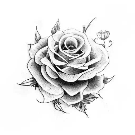 A black-grey tattoo showcasing a beautiful bouquet of flowers with hidden witch symbols incorporated tattoo design idea