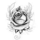 A black-grey tattoo showcasing a beautiful bouquet of flowers with hidden witch symbols incorporated tattoo design idea