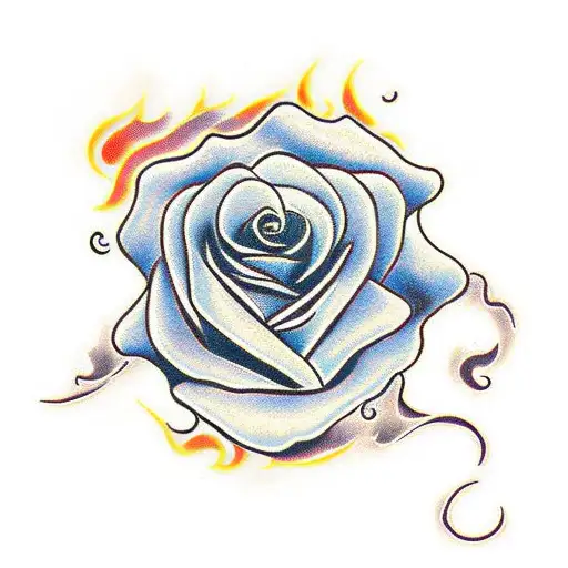 Fire and rose tattoo design idea