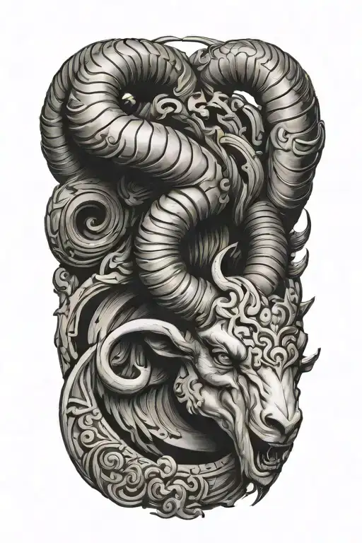 ares ram horns tattoo design idea