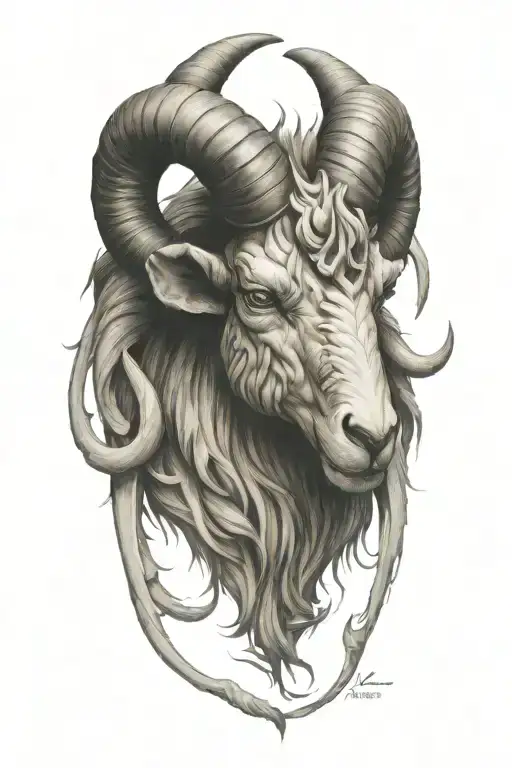 ares ram horns tattoo design idea