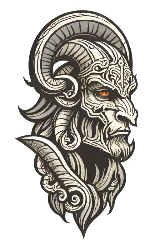 ares ram head tattoo design idea