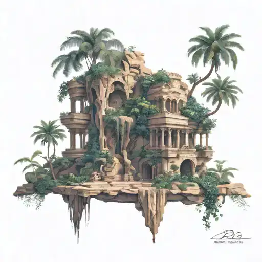 Hanging Gardens of Babylon tattoo design idea
