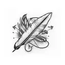 feather with Arrow  tattoo design idea