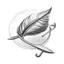 feather with Arrow  tattoo design idea