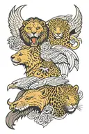 "Four beasts from the sea: Lion with eagle wings (Babylon), Bear with 3 tusks (Persia), Leopard with 4 wings and heads ( tattoo design idea