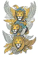 "Four beasts from the sea: Lion with eagle wings (Babylon), Bear with 3 tusks (Persia), Leopard with 4 wings and heads ( tattoo design idea