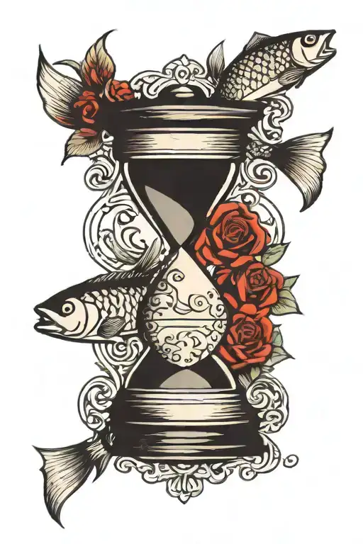 an hour glass containing the card face hearts on top and the carp face spade on bottom  tattoo design idea