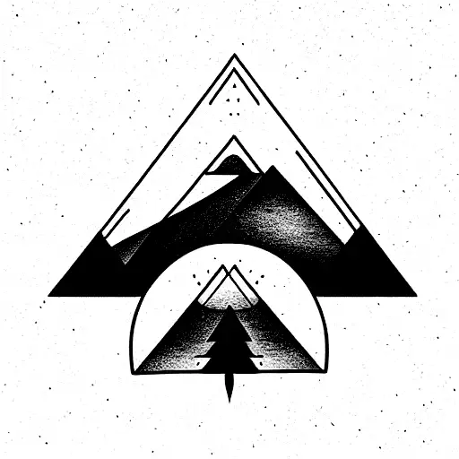 Minimalistic mountain tattoo located on the achilles.