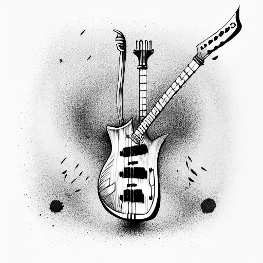 electro guitar with skull tattoo design idea
