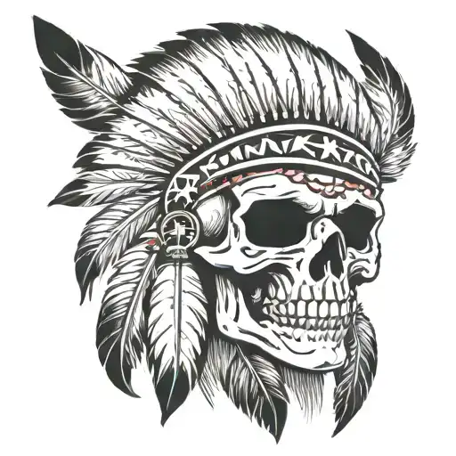 native American skull    tattoo design idea