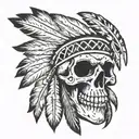 native American skull    tattoo design idea
