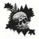 skull fading into woods tattoo design idea