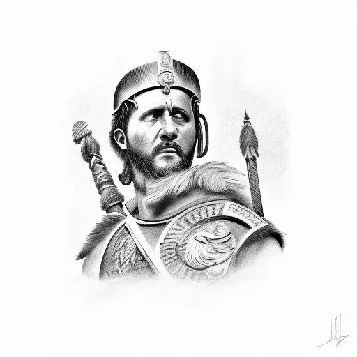 gladiator with Julius Caesar tattoo design idea