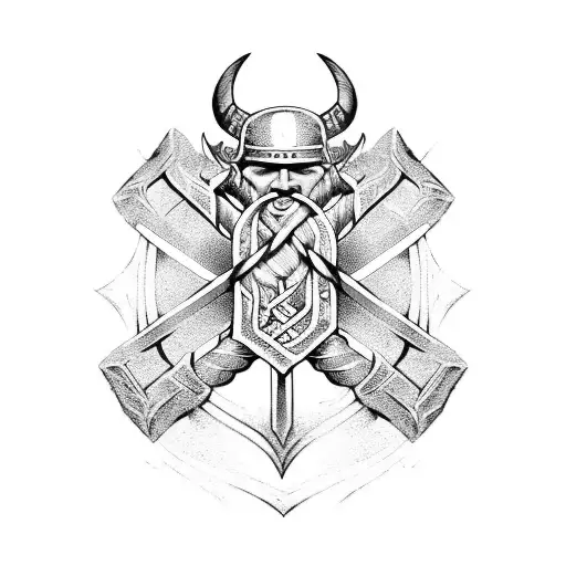 Viking Runes on thors hammer tattoo design idea