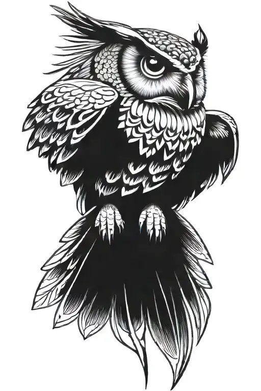 owl flying tattoo design idea