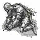 fallen knight kneeling tattoo design idea
