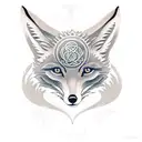 two foxes with tree of life between them. Scandinavian runes tattoo design idea
