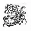 The Kraken destroying the ship tattoo design idea