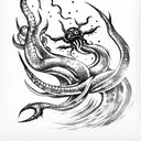 The Kraken destroying the ship tattoo design idea