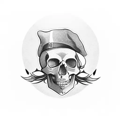 skull with italian mafia hat  tattoo design idea